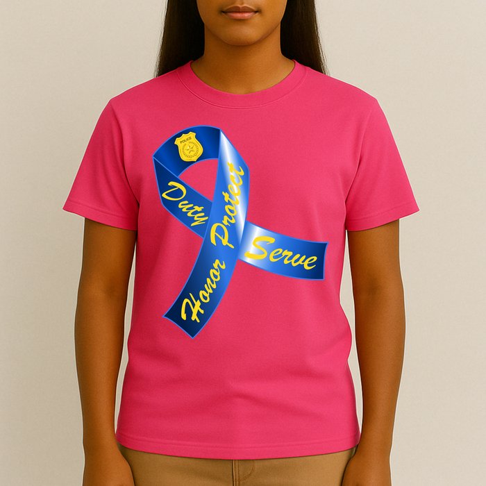 Police Duty Honor Protect Serve Ribbon T-Shirt