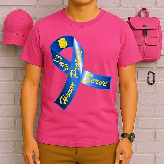 Police Duty Honor Protect Serve Ribbon T-Shirt