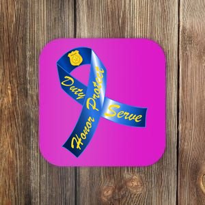 Police Duty Honor Protect Serve Ribbon Coaster