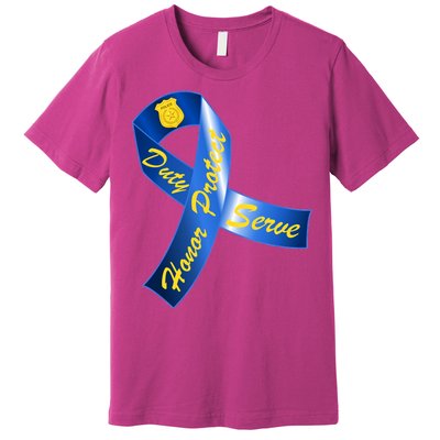 Police Duty Honor Protect Serve Ribbon Premium T-Shirt