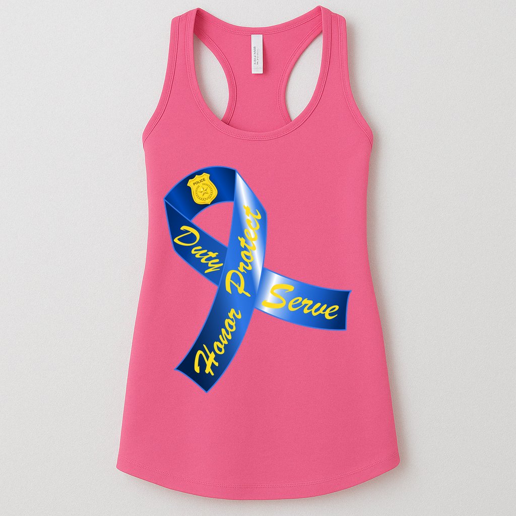 Police Duty Honor Protect Serve Ribbon Womens Tank Top