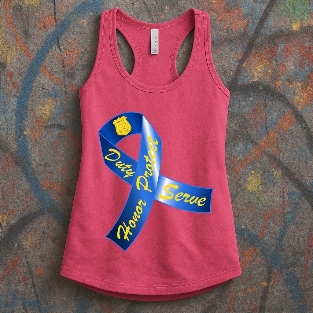 Police Duty Honor Protect Serve Ribbon Womens Tank Top