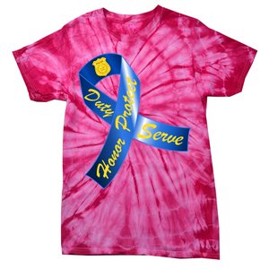 Police Duty Honor Protect Serve Ribbon Tie-Dye T-Shirt