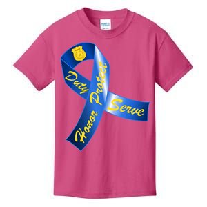 Police Duty Honor Protect Serve Ribbon Kids T-Shirt