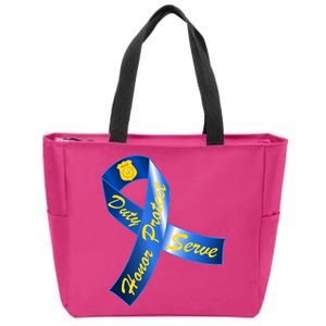 Police Duty Honor Protect Serve Ribbon Zip Tote Bag