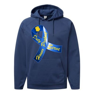 Police Duty Honor Protect Serve Ribbon Performance Fleece Hoodie