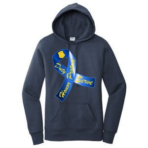 Police Duty Honor Protect Serve Ribbon Women's Pullover Hoodie