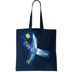 Police Duty Honor Protect Serve Ribbon Tote Bag