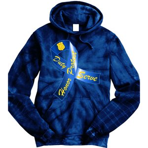 Police Duty Honor Protect Serve Ribbon Tie Dye Hoodie