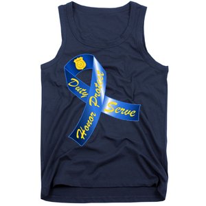 Police Duty Honor Protect Serve Ribbon Tank Top