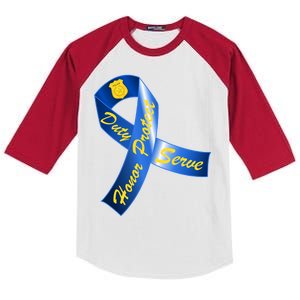 Police Duty Honor Protect Serve Ribbon Kids Colorblock Raglan Jersey