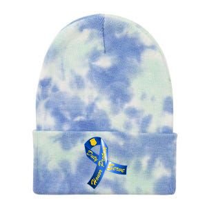 Police Duty Honor Protect Serve Ribbon Tie Dye 12in Knit Beanie