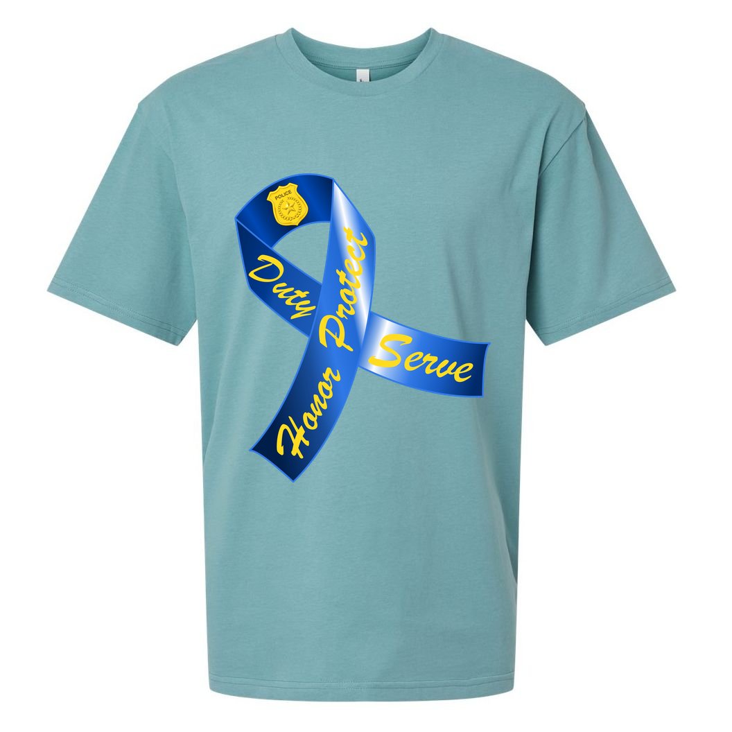 Police Duty Honor Protect Serve Ribbon Sueded Cloud Jersey T-Shirt