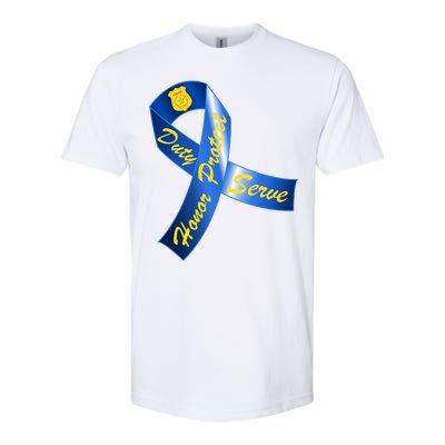 Police Duty Honor Protect Serve Ribbon Softstyle CVC T-Shirt