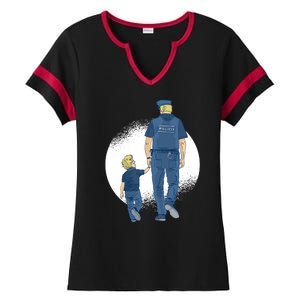 Police Father Ladies Halftime Notch Neck Tee