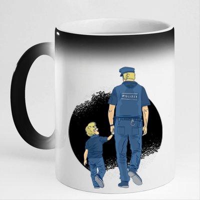 Police Father 11oz Black Color Changing Mug