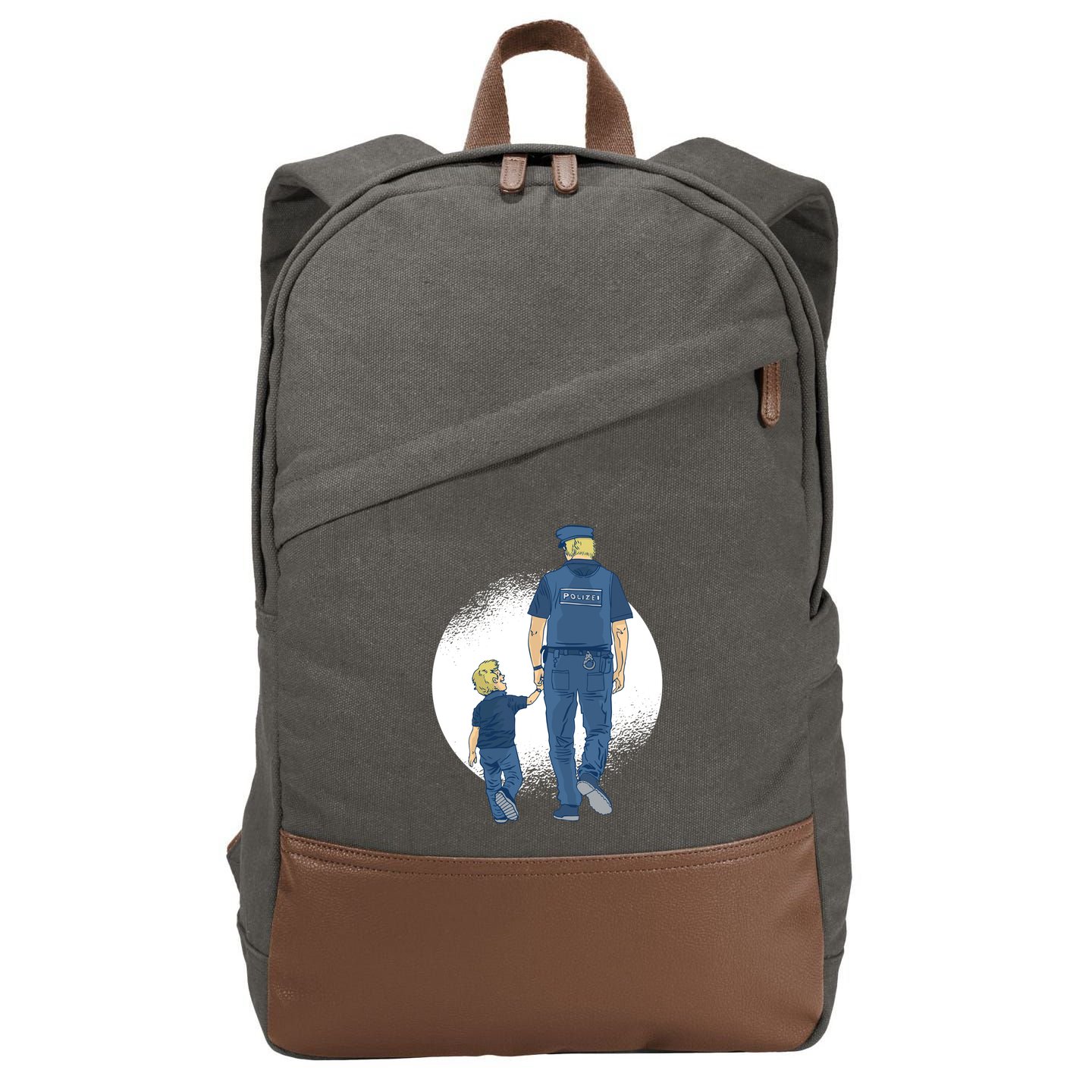 Police Father Cotton Canvas Backpack