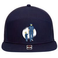 Police Father 7 Panel Mesh Trucker Snapback Hat