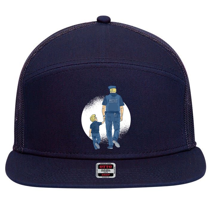 Police Father 7 Panel Mesh Trucker Snapback Hat