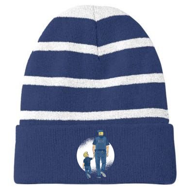 Police Father Striped Beanie with Solid Band