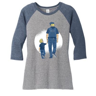 Police Father Women's Tri-Blend 3/4-Sleeve Raglan Shirt