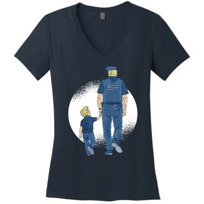 Police Father Women's V-Neck T-Shirt