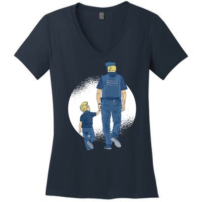 Police Father Women's V-Neck T-Shirt