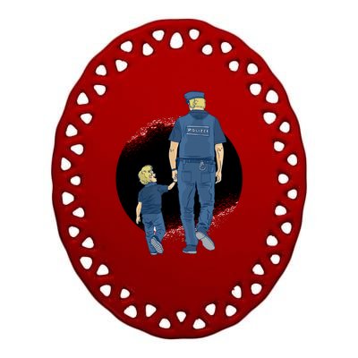 Police Father Ceramic Oval Ornament