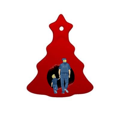 Police Father Ceramic Tree Ornament