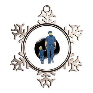 Police Father Metallic Star Ornament