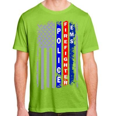 Police Firefighter EMS American Flag Adult ChromaSoft Performance T-Shirt