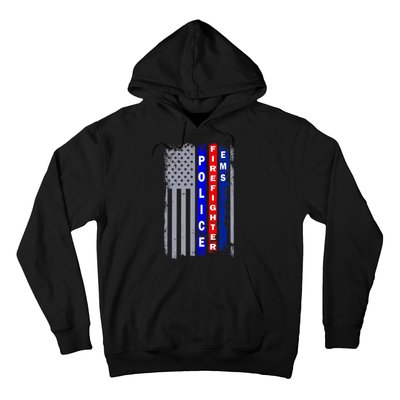 Police Firefighter EMS American Flag Hoodie