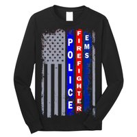 Police Firefighter EMS American Flag Long Sleeve Shirt