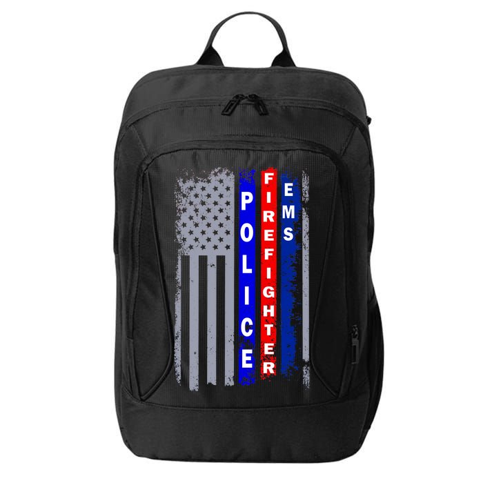 Police Firefighter EMS American Flag City Backpack