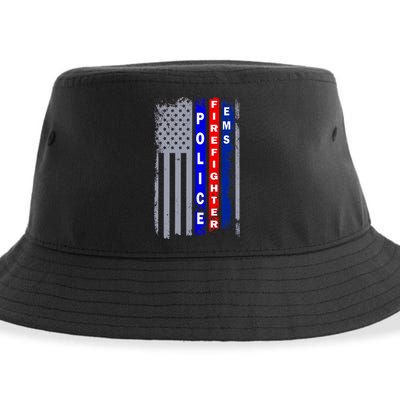 Police Firefighter EMS American Flag Sustainable Bucket Hat