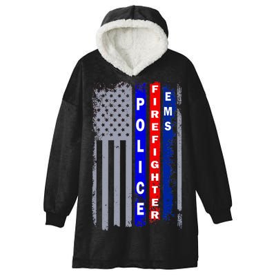 Police Firefighter EMS American Flag Hooded Wearable Blanket