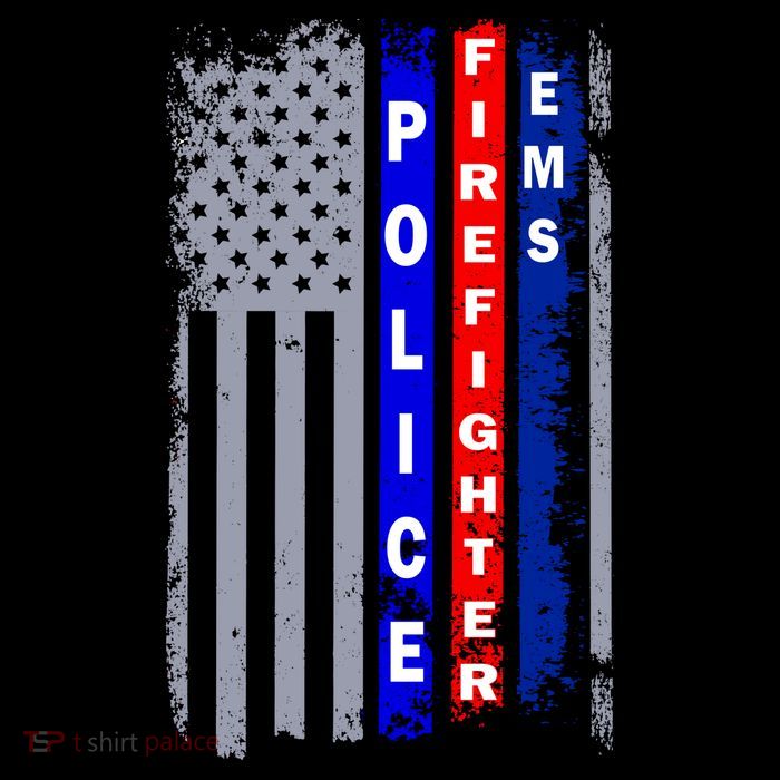Police Firefighter EMS American Flag Button