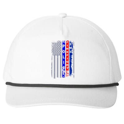 Police Firefighter EMS American Flag Snapback Five-Panel Rope Hat