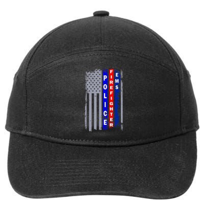 Police Firefighter EMS American Flag 7-Panel Snapback Hat