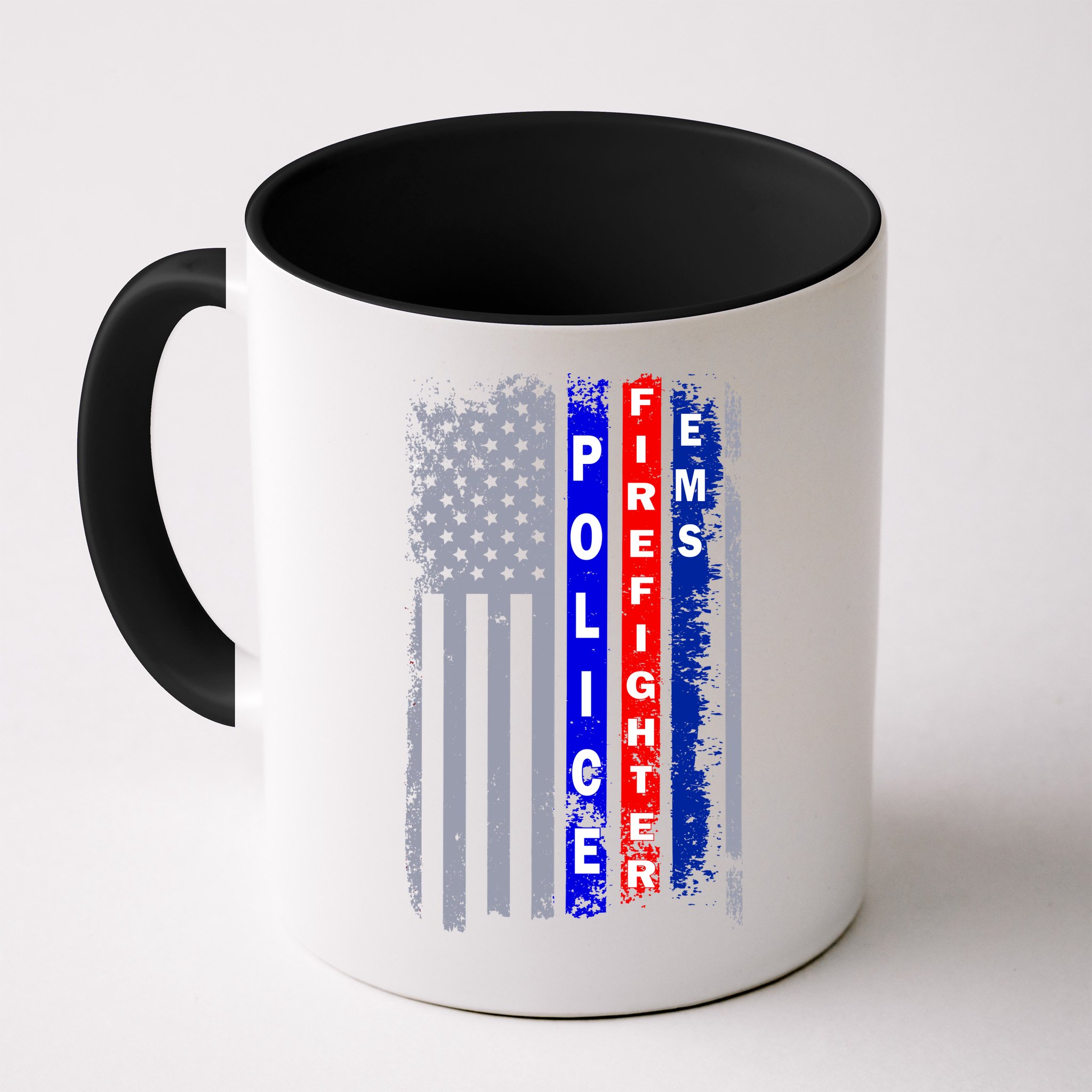 Police Firefighter EMS American Flag Mug