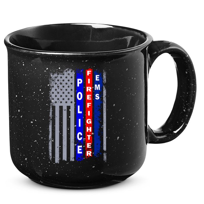 Police Firefighter EMS American Flag 15oz Campfire Ceramic Mug