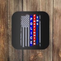 Police Firefighter EMS American Flag Coaster