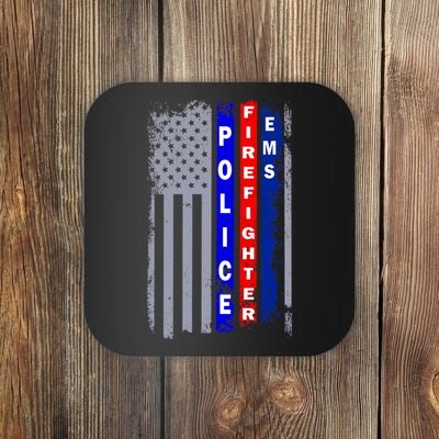 Police Firefighter EMS American Flag Coaster