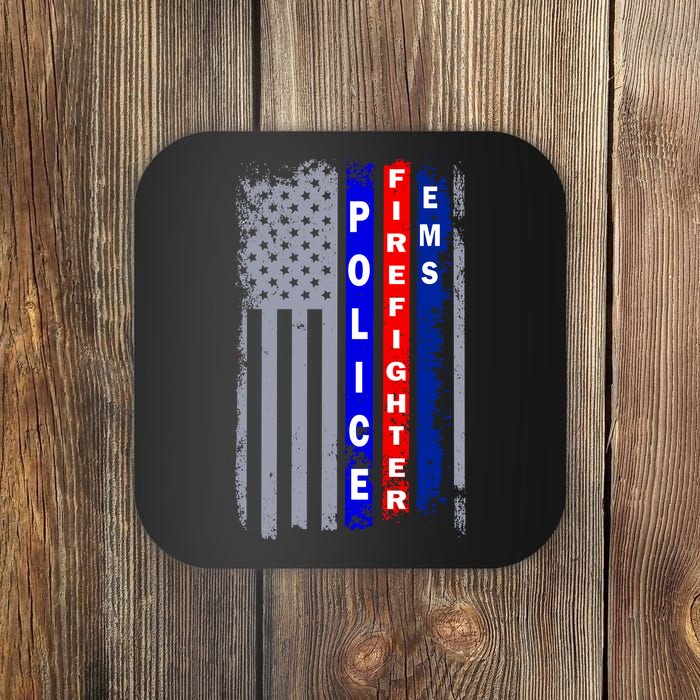 Police Firefighter EMS American Flag Coaster