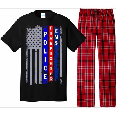 Police Firefighter EMS American Flag Pajama Set