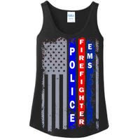 Police Firefighter EMS American Flag Ladies Essential Tank