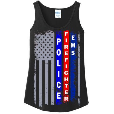 Police Firefighter EMS American Flag Ladies Essential Tank