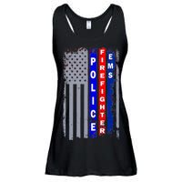 Police Firefighter EMS American Flag Ladies Essential Flowy Tank