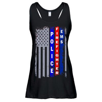 Police Firefighter EMS American Flag Ladies Essential Flowy Tank