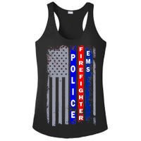 Police Firefighter EMS American Flag Ladies PosiCharge Competitor Racerback Tank